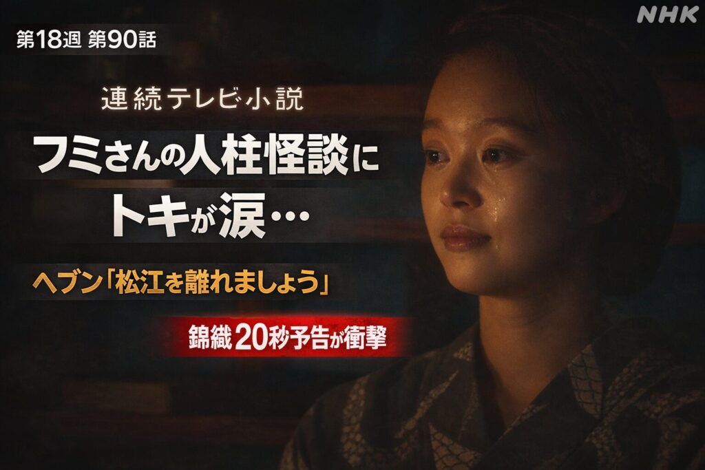 【ばけばけ第18週第90回あらすじ ネタバレ感想】フミさんの人柱怪談に涙が止まらない…ヘブンの決断と錦織の20秒予告が切なすぎる