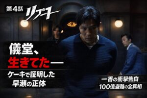 【リブート第4話ネタバレ】儀堂生きてた!ケーキで正体を証明した早瀬に鳥肌…一香の衝撃告白と100億盗難の全真相