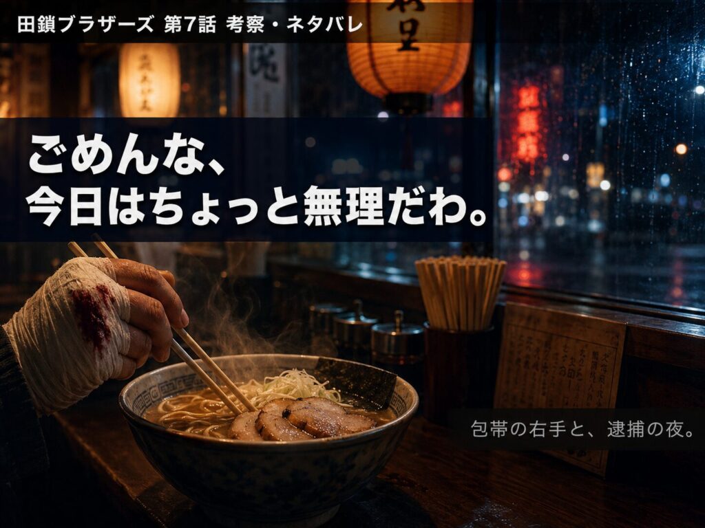 田鎖ブラザーズ第7話考察ネタバレ サムネイル｜包帯の手とラーメン、秦野逮捕の夜