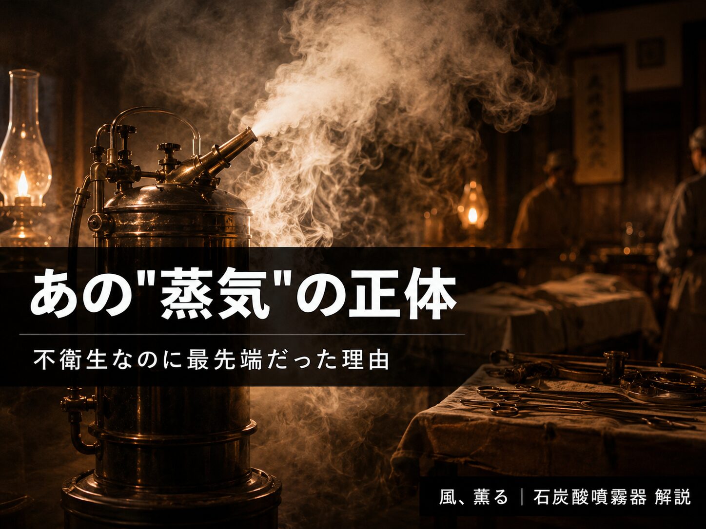 朝ドラ「風、薫る」手術シーンの石炭酸噴霧器を解説した記事のサムネイル画像