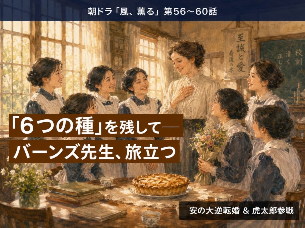 朝ドラ「風、薫る」第12週サムネイル｜バーンズ先生帰国と看護婦養成所卒業式のイメージ