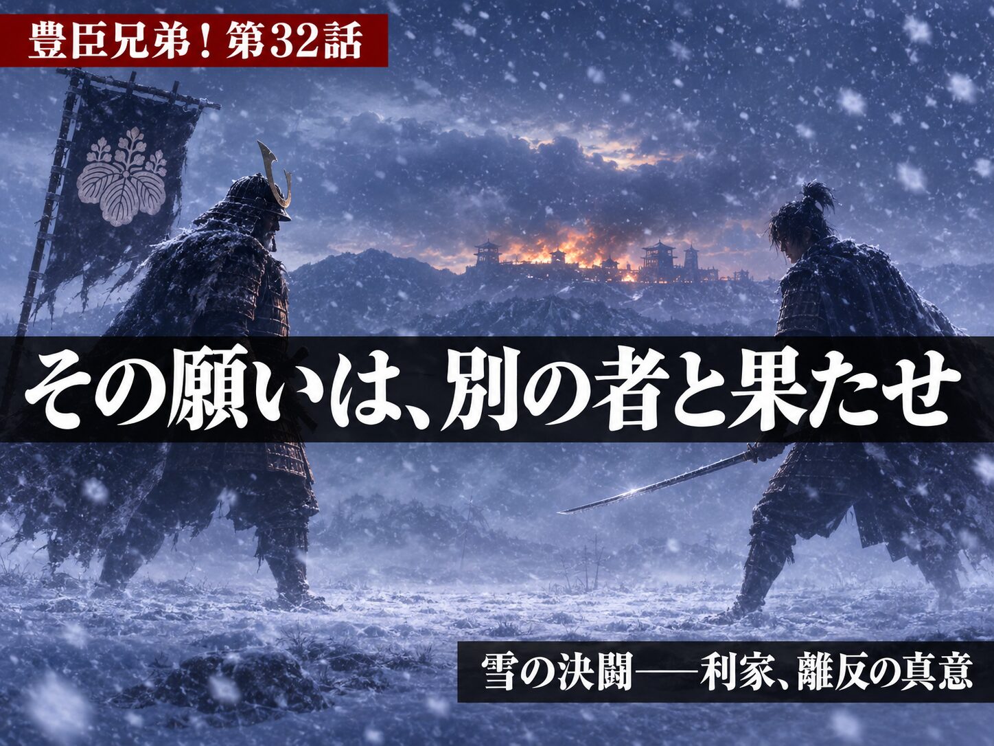 【豊臣兄弟！第32話】雪の中で対峙する柴田勝家と前田利家の決闘イメージ「その願いは、別の者と果たせ」
