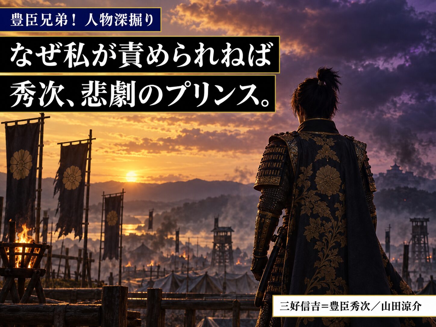 豊臣兄弟！人物深掘りサムネイル｜豊臣秀次（山田涼介）三好信吉の初登場と秀次事件の史実