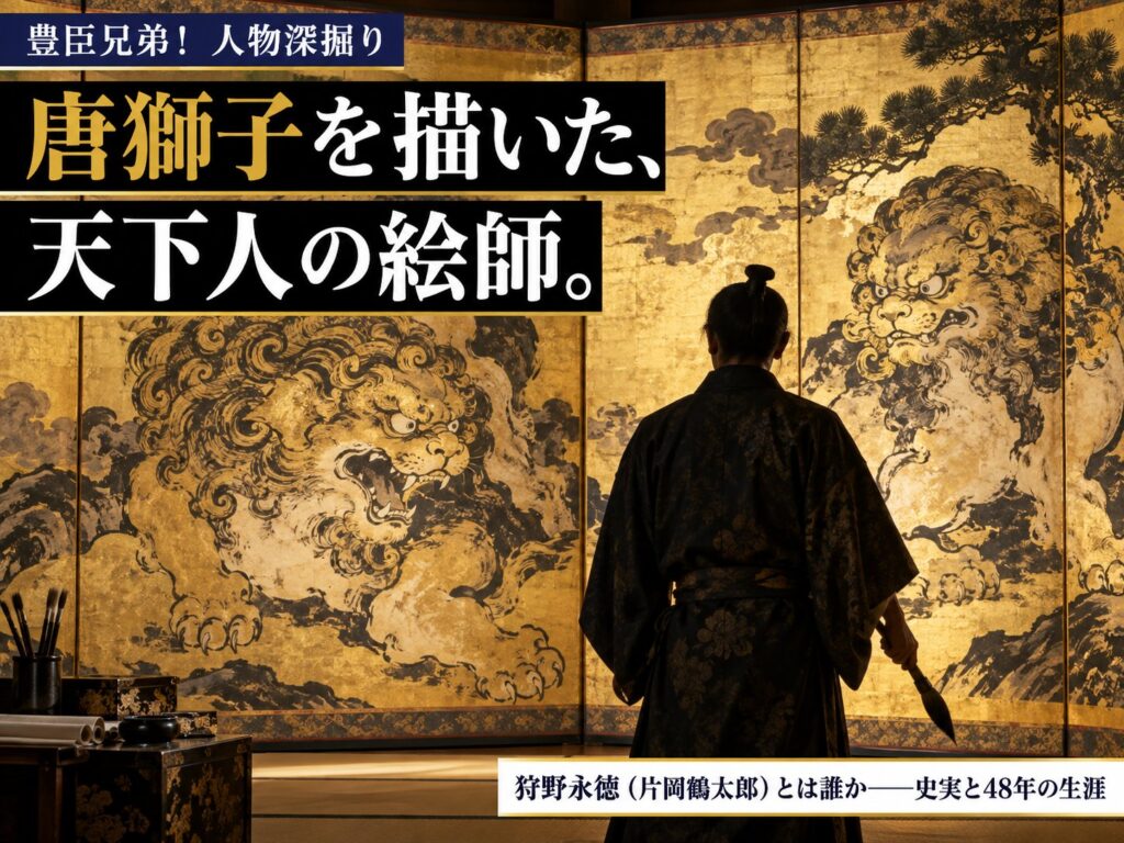 豊臣兄弟！人物深掘りサムネイル｜狩野永徳（片岡鶴太郎）とは誰か・唐獅子図屏風と史実